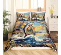 Homemissing Set di biancheria da letto per ragazzi e ragazze Marlin con pesce spada, super king size, set di biancheria da letto per bambini con animali marini, decorazione per la stanza, 3 pezzi, con