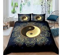 Homemissing Set di biancheria da letto Yin Yang per ragazze e ragazzi, stile boho mandala, copripiumino con motivo paisley, copripiumino in stile bohémien esotico con fiori, biancheria da letto e