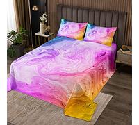 Homemissing Set di copriletto Tie Dye per ragazze adolescenti bambini marmo Art Quilt Setative colorato marmo trapuntato copriletto rosa viola blu acquerello trapuntato king size 3 pezzi