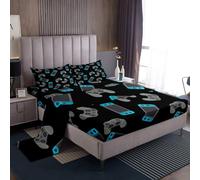 Homemissing Set di lenzuola con angoli per gamer, per ragazzi, bambini, ragazze, controller videogiochi, colorato, king size, 4 pezzi