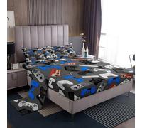 Homemissing Set di lenzuola con angoli per ragazzi e bambini, per videogiochi, gamepad, colorato, per letto king size, 4 pezzi