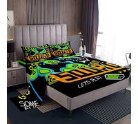 Homemissing Set di lenzuola con angoli per ragazzi e ragazze, per videogiochi, gamepad, per bambini, per letto matrimoniale, 4 pezzi