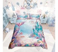 Homemissing Sirena Copripiumone Morbido Bambini vita oceanica animale marino Copripiumini per ragazzi ragazze bestiame Set Copripiumino 260x220cm principessa traspirante camera da letto decorazione