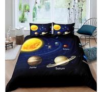 Homemissing Sistema Solare Pianeta Set Copripiumino 135x200cm Galassia Spazio Copripiumone per bambini Ragazzi Ragazze Universo Copripiumini Istruzione Pianetaario Orbita Decorazione Copripiumino