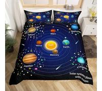 Homemissing Spazio esterno Copripiumone Ragazzi Universo Pianeta Set Copripiumino 135x200cm per bambini Ragazzi Ragazze Galassia Pianeta Copripiumini 2 pezzi