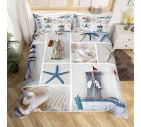 Homemissing Stella marina Copripiumone Conchiglia marina oceanica Tema Creature marine Set Copripiumino 135x200cm per Bambini Adulti Hawaiian Sealife Copripiumini Ultra morbido Decorazione