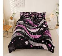 Homemissing Stripe Line Copripiumone Morbido Nero Rosa Copripiumini Per Ragazzi Ragazze Linea Astratta Set Copripiumino 230x220cm 3pcs Arte Moderna Decorazione Camera Traspirante Morbido Leggero