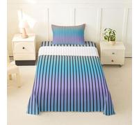 Homemissing Strisce blu viola Set Lenzuola 90x190cm ragazzi ragazze a righe morbida striscia linea Lenzuolo geometrica camera da letto decorazione microfibra