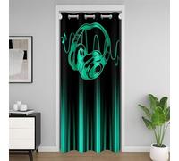Homemissing Tenda da porta astratta Ombre Privacy 86x203 cm Teal e Nero Musicale 30%-50% Oscurante Isolante Tenda Termica a tema Musica Tenda Copertura per Porta Geometrica A Strisce Trattamenti Per