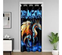Homemissing Tenda per porta con drago per la privacy personalizzata con drago per camera da letto soggiorno stile fulmine divisorio tenda 132 x 203 cm oscuramento fauna selvatica oscurante blu navy