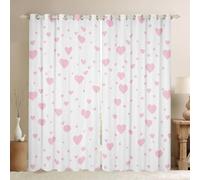 Homemissing Tende per finestre con cuori e cuori, oscuranti, per ragazzi e ragazze, colore rosa e bianco, reversibile, motivo geometrico, tende decorative (2 pannelli, 167,6 x 228,6 cm)