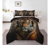 Homemissing Tiger Kids Letto Trapuntato Wild Animal Set Piumini 135x200cm Wildlife per bambini ragazzi ragazze camera da letto Safari gatto stampa decorazione ultra morbida traspirante
