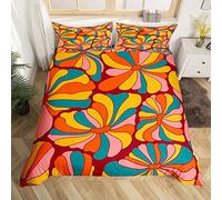 Homemissing Vintage Boho Plant Floral Copripiumini 230x220cm 60s 70s Groovy Rainbow Sets De Housse Couette Retro Hippie Flower Housse Couette Blossom Colorful Parure