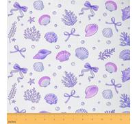 Homemissing Viola Bowknot Tessuto 920x150cm Starfish Seashell Conch Tessuti Per Cucire Crafting Summer Coastal Beach Ocean Decorazione All ' Aperto Impermeabile Per Progetti Fai Da Te A Casa