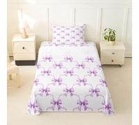 Homemissing Violetta Bow Set Lenzuola 90x190cm Kawaii Bowknot Deep Pocket Fitted Sheet Cute Ribbon Bow s Coquette Soft Lenzuolo 2 pezzi con 1 Cuscino