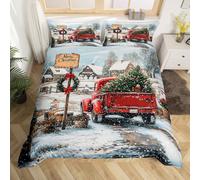 Homemissing Weihnachten Copripiumini 120x150cm Jungs Mädchen Weihnachtsbaum Autos Schneemann Muster Bedding Set Ultra Weiches Betten Set Rossoer Lkw Bettbezug Weihnachten