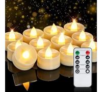 Homemory 12 lumini a batteria con telecomando, timer 2/4/6/8H, candele senza fiamma, ideali per Natale, matrimoni, feste, luci bianche calde