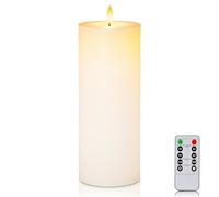 Homemory Candela singola da 10,2 x 27,9 cm, senza fiamma, impermeabile, con telecomando e timer, una finta candela elettrica a pilastro, alimentata a batteria, candela senza fiamma a LED, tremolante