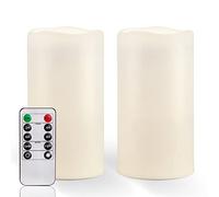 Homemory - Candele a pilastro a LED, impermeabili, 15,2 x 10,2 cm, funzionamento a batteria, per lanterne da interni ed esterni, di lunga durata, grandi, set da 2