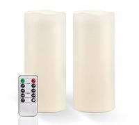 Homemory - Candele a pilastro a LED, impermeabili, 25,4 x 10,2 cm, funzionamento a batteria, per lanterne da interni ed esterni, di lunga durata, grandi, set da 2