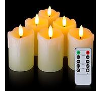 Homemory, candele a pilastro senza fiamma con telecomando timer, 5.1 cmx7.6 cm, candele votive tremolanti, vera cera, set di 6 per matrimoni, decorazioni natalizie