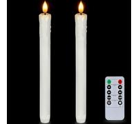 Homemory Confezione da 2 candele a LED con stoppino 3D da 24,4 cm, con telecomando e timer, alimentazione a batteria, candele per finestre in vera cera antigoccia