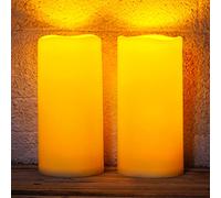 Homemory Grandi candele solari impermeabili per esterni, 10,2 x 25,4 cm, dal tramonto all'alba, candele senza fiamma ad energia solare, per esterni, set da 2