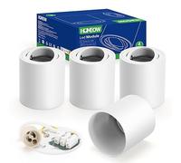 HOMEOW Faretti da Soffitto Bianco con attacco Gu10 in Alluminio 4 Pezzi | Faretti Soffitto 220V - 230V Ø 80 * 85mm, Orientabili, Downlight per Bagno Soggiorno Cucina Rotondo, lampadina non inclusa