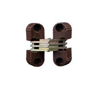 Homeponnew 6 cerniere a croce pieghevoli invisibili, in plastica e ferro, per riparazione di mobili, angolo di apertura da 0 a 180 gradi, stile moderno/europeo/classico, bianco/marrone