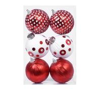Homeponnew 6 palline decorative natalizie in velluto e schiuma, a pois, diametro 8 cm, per albero festivo, decorazioni da parete e feste, colore: rosso e bianco