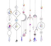 Homeponnew Acchiappasole per cristalli, confezione da 6 pezzi, decorazione da giardino con stella di loto e luna, con catena in metallo, decorazione arcobaleno per la casa e l'esterno
