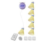 Homeponnew Allenatore di rimbalzo per badminton per allenamento indoor, regolabile per ritorno automatico con telecomando, set di corda elastica per allenamento da solo, compatibile con volani