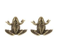 Homeponnew Artistic Toad - Set di 2 maniglie per porta in ottone massiccio con design elegante per porte di residenze e uffici, finitura originale / vecchio colore