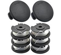 Homeponnew Bobina di filo e coperchio per tagliabordi Hyper Tough HT19-401-003-06 20 V, bobina di ricambio per mangiatore di erba con filo di nylon da 1,65 mm, confezione da 6 bobine + 2 coperture