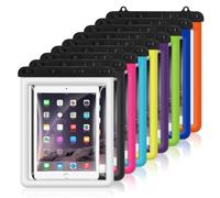 Homeponnew Borsa impermeabile in PVC per tablet, con cordino, per spiaggia, piscina, rafting, schizzi d'acqua, festival, 23 x 26,5 cm, colore nero (casuale)