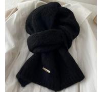 Homeponnew Calda sciarpa in lana di alpaca, lunghezza extra lunga e design minimalista in stile coreano per una copertura completa in inverno (nero)