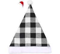 Homeponnew Cappello natalizio a quadri con motivo classico a scacchi in rosso e grigio, materiale morbido per un comodo uso tutto il giorno, accessorio festivo per adulti a