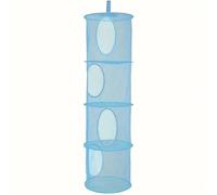 Homeponnew Cesto portaoggetti pieghevole a 4 ripiani in rete per giocattoli e organizzazione della stanza dei bambini, in poliestere traspirante, grande capacità, accesso adatto ai bambini (blu