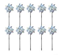Homeponnew Confezione da 10 girandole a vento color argento, 54 cm, in PVC, decorazione da giardino con deterrente riflettente per uccelli (diametro della lama: 18 cm)