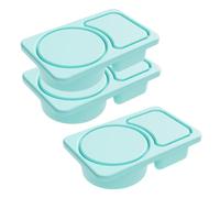 Homeponnew Confezione da 3 contenitori per snack in silicone con coperchio, 2 scomparti, per viaggi, ufficio e picnic, adatti al microonde e alla lavastoviglie