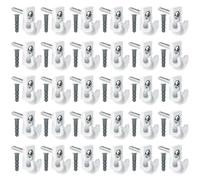 Homeponnew Confezione da 30 ganci da soffitto con viti per appendere luci a filo, strisce decorative e cesti per piante, uso interno ed esterno, PVC resistente alle intemperie