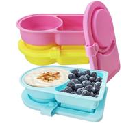 Homeponnew Contenitori per snack in silicone per la conservazione degli alimenti, set da cucina pieghevoli con coperchi resistenti alle perdite, lavastoviglie, design salvaspazio, confezione da 2 (blu