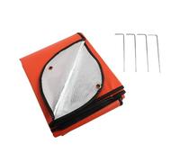 Homeponnew Coperta di sopravvivenza di emergenza, 150 x 210 cm, leggera e isolata, in Mylar con occhielli rinforzati, per riparo all'aperto, campeggio e preparazione alle emergenze (arancione, 150 x