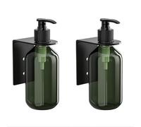 Homeponnew Dispenser manuale di sapone da parete da 300 ml, 2 pezzi, in plastica e acciaio inox, 300 ml, adatto per cucina e bagno, questo dispenser può ospitare shampoo (nero)