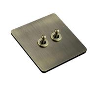 Homeponnew Interruttore a parete 86x86mm Pannello in acciaio inox con leva in ottone, componenti ignifughi stagno-fosforoso bronzo per conduttori elettrici affidabili