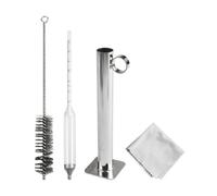 Homeponnew Kit di tazze di prova dell'idrometro dello sciroppo dell'acciaio inossidabile con la spazzola di pulizia per la misurazione della densità e della gravità specifica A