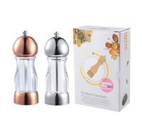 Homeponnew Macinapepe manuale con tappo di serraggio regolabile, nucleo ad alta resistenza per polveri sottili, corpo in acrilico trasparente, adatto per vari condimenti, altezza 16 cm