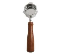 Homeponnew Manico per portafiltro in acciaio inox 304, 51 mm, con doppio beccuccio e cestello rimovibile, per macchine da caffè espresso e cappuccino, design a 3 orecchie, impugnatura in legno