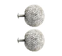 Homeponnew Pomelli per porta a forma di sfera con strass glitterati, 30 mm, in argilla morbida, per armadi e cassetti, con 5 misure di vite, set da 2 pezzi, colore: bianco