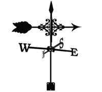 Homeponnew Segnavento a forma di freccia per casale, giardino, tetto, capanno, decorazione, indicatore di direzione del vento in metallo con design rustico, nero